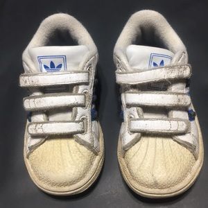 Toddler Boys Blue and White Adidas Tennis Shoes